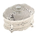 Ornate Velvet Jewelry Box with Crystal Ring Holder - White V2