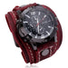 Mens Chronograph Leather Strap Watch with Multi Dial - Retro Red