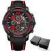 Chronograph Sport Wristwatch with Silicone Strap - Red Box