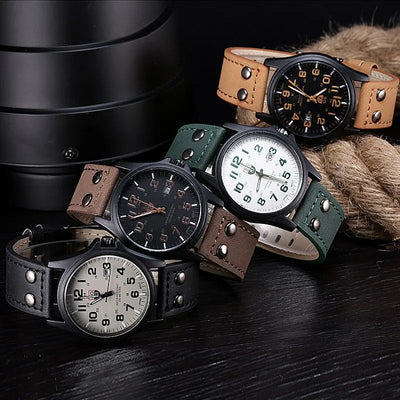 Sport Quartz Wristwatch Military Style Large Numerals