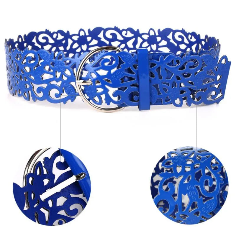 Wide Floral Cutout Belt for Women Chain Belt Premium