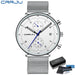 Sleek Chronograph Timepiece With Mesh Band Heritage - Silver White