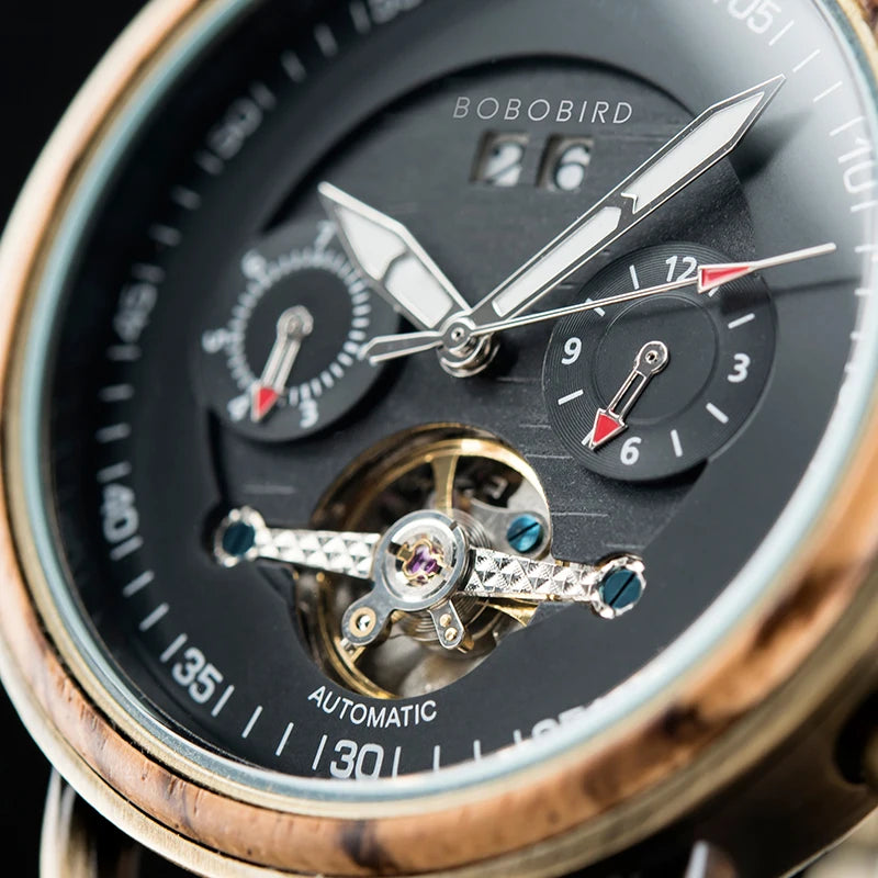 Mechanical Automatic Skeleton Dial Watch with Subdial