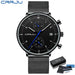 Sleek Chronograph Timepiece With Mesh Band Heritage - Black Black