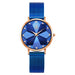 Geometric Dial Mesh Band Watch With Crystal Accents - Blue