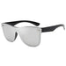 Sunglasses Rimless Square Mirrored Lenses Classic - Black Silver