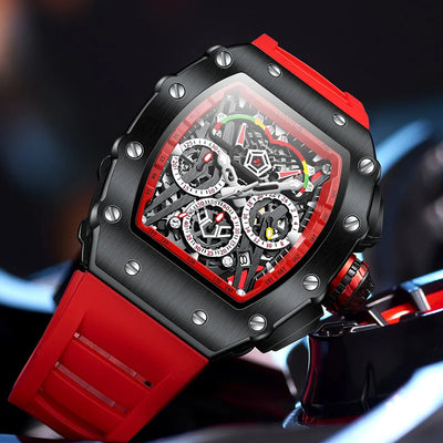 Chronograph Watch with Luminous Skeleton Dial