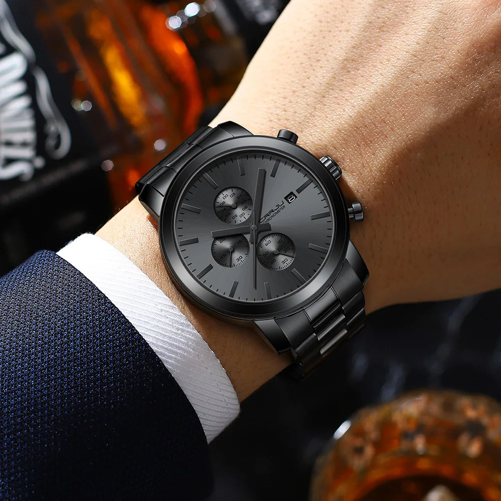 Monolithic Chronograph Dial Wristwatch with Date Window