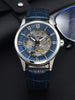 Skeleton Openwork Dial Automatic Mechanical Watch - Blue White