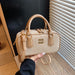 Leopard Bowler Bag With Detachable Crossbody Strap - Apricot