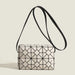 Geometric Bag with Diamond Grid Pattern Crossbody - Milk Tea