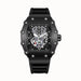 Skeleton Dial Watch with Multifunction Mechanism - Black