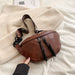 Crossbody Chest Bag with Tassels And Chain Strap - Coffee Colour