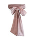 Velvet Bowknot Self Tie Waist Belt with Ribbon Ends - Pink