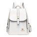 Backpack for Women with Top Handle And Lock Emblem - White