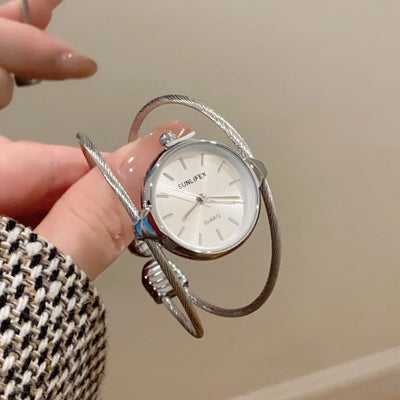 Watch Bracelet Cuff with Double Wire Ring Form Design - WO2MEN