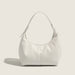 PU Leather Hobo Handbag with Zipper Shoulder Strap - White