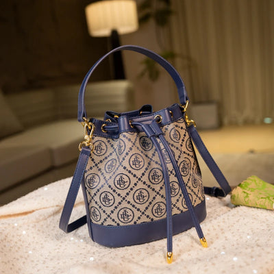 Bucket Bag Crossbody with Embroidered Monogram Pattern - WO2MEN