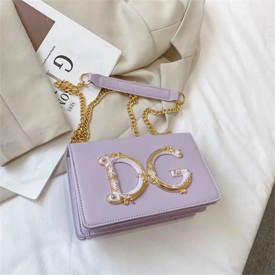 Ornate Letter Emblem Mini Bag With Chain For Evening