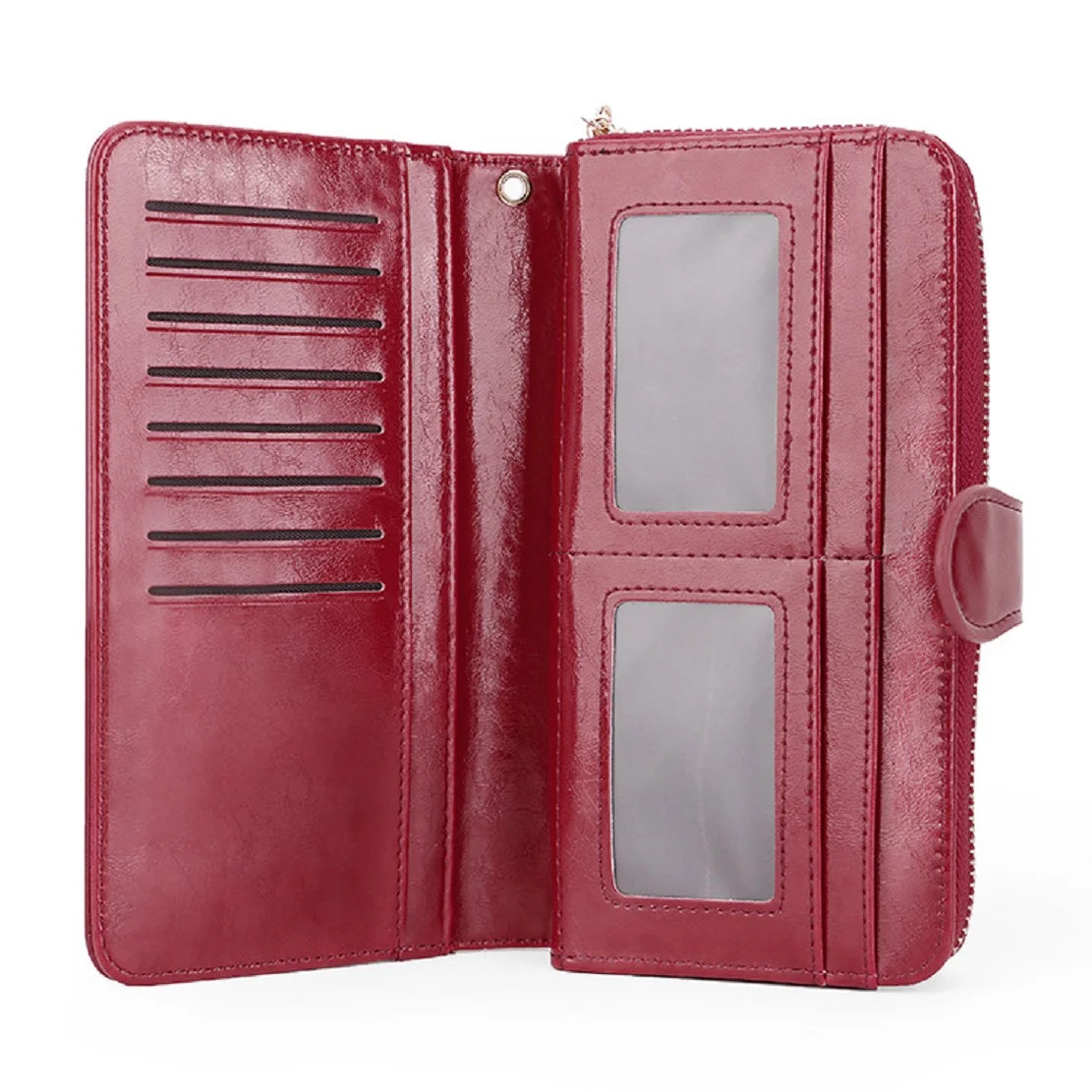 Zipped Long Wallet with Card Slots And Wrist Strap