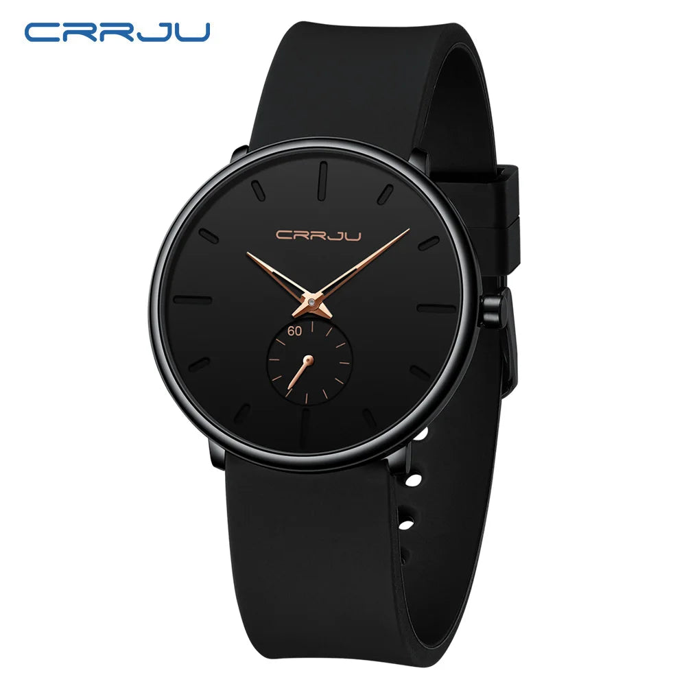 Elegant Round Quartz Watch With Sub Second Dial Aura