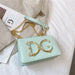 Ornate Letter Emblem Mini Bag With Chain For Evening - green