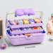 Multi Layer Hair Accessory Organizer With Bow Lid Case - Purple