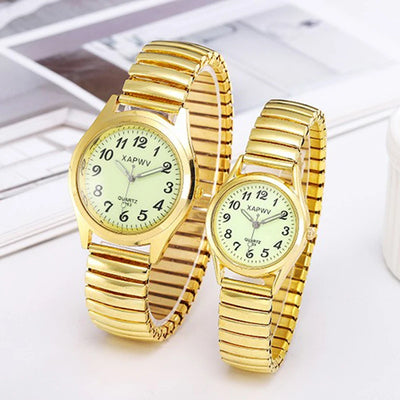 Couple Watch Set Elastic Band Stainless Steel