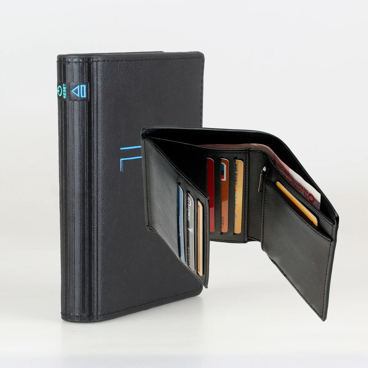 Geometric Fold Wallet with Card Slots and Zipper Pocket