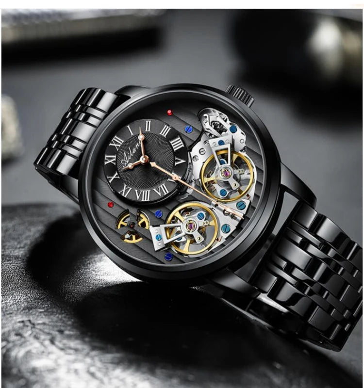 Luxury Skeleton Tourbillon Automatic Wristwatch for Men