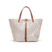 Monogram Lane Tote Bag with Wide Top and Strap Details - WHITE