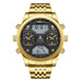 Mens Triple Movement Watch Oversized 54mm Dial - Gold