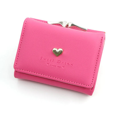 Compact Wallet with Heart Accent Coin Pocket for Cards - WO2MEN
