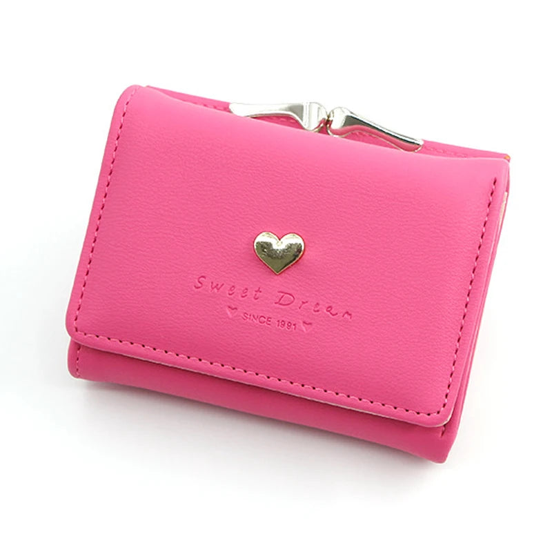 Petite Heart Clasp Wallet for Cards and Coins Elegance
