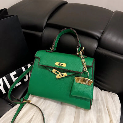 Lockable Satchel With Charm Pouch And Chain Accent Pro