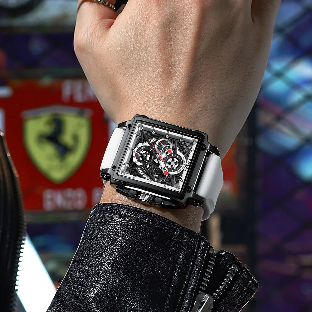 Skeleton Square Chronograph Timepiece With Subdials