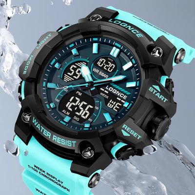 Sport Watch With Analog Digital Display Luminous Dial