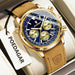 Wristwatch Chronograph Date Display Arabic Numerals - Gold Blue