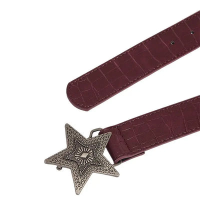 Star Buckle Belt with Five Point Star Accent Design