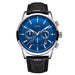 Chronograph Quartz Wristwatch Water Resistant Dial - Silver Blue
