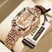 Wristwatch Rectangle Case Crystal Embellishments - Rose Gold Gold