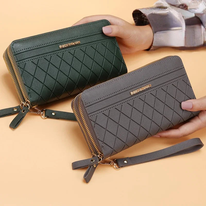 Zip Around Wallet with Tassel Strap Quilted Pattern