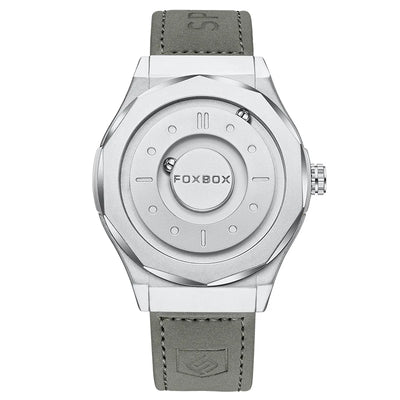 Quartz Wristwatch with Silicone Strap Water Resistant - Silver Leather