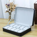 Watch Storage Box Leatherette with Zipper - Black 10 Grids