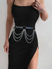 Harness Belt with Chain Drapes Statement Accessory - F