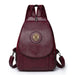 Backpack with Round Medal Emblem On Front Flap - Red