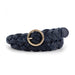 Lux Braided Belt with O Ring Buckle for Women - Navy Blue