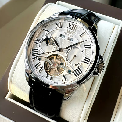 Moon Phase Mechanical Watch With Open Flywheel Design - WO2MEN