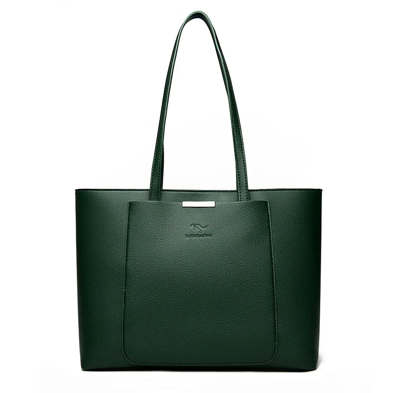 Elegant Tote Bag with Dual Handles and Internal Pockets - Green