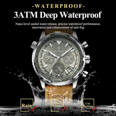 Chronograph Watch with Leather Strap Calendar Premium - WO2MEN